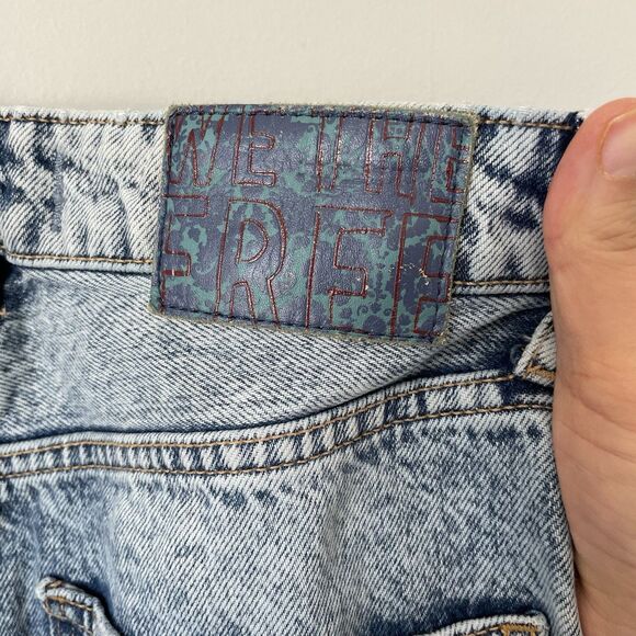 Free People We The Free Straight Leg Denim Jeans Blue Distressed Women's Size 28 - Picture 11 of 13